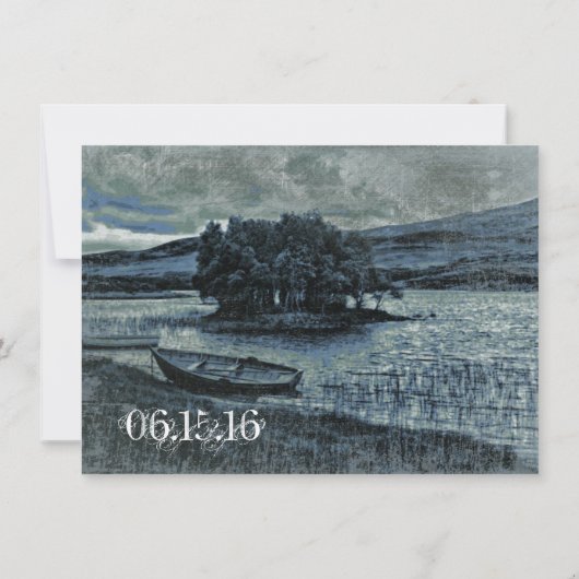 素朴な国のカヌーのboat湖の結婚式招待状 招待状 (裏面)