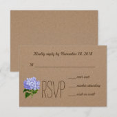 素朴な国のクラフト紙の青いアジサイRSVP 出欠カード (正面/裏面)