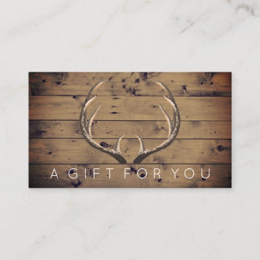 素朴な国のシカの(雄ジカの)枝角のギフトカード証明書 ロイヤリティカード (正面)