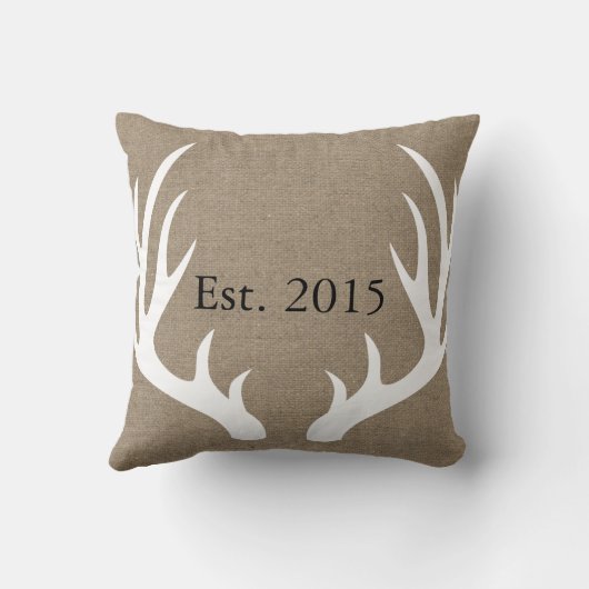 素朴な国のシックで白いシカの(雄ジカの)枝角 クッション (裏面)