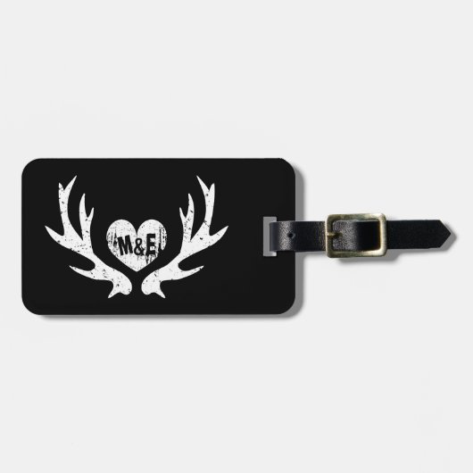 素朴な国のシックなシカの枝角旅行荷物のラベル ラゲッジタグ (正面横)