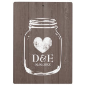 素朴な国のシックなメーソンジャーの結婚式のクリップボード クリップボード (裏面)