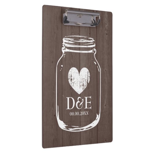 素朴な国のシックなメーソンジャーの結婚式のクリップボード クリップボード (右)