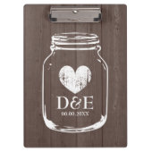 素朴な国のシックなメーソンジャーの結婚式のクリップボード クリップボード (正面)