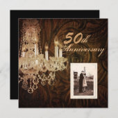素朴な国のシャンデリア第50の結婚記念日 招待状 (正面/裏面)