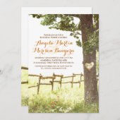 素朴な国のハートの木のリハーサルの夕食 招待状 (正面/裏面)