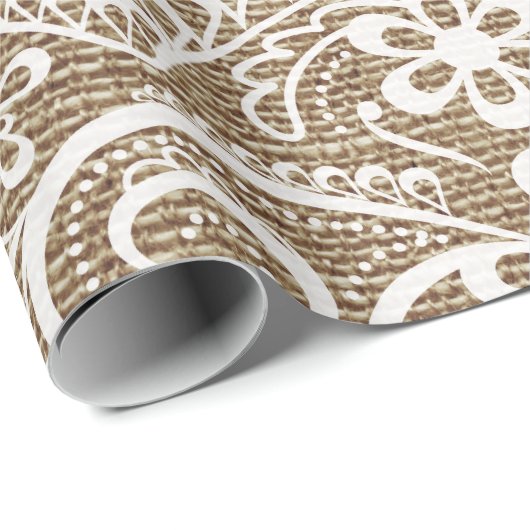 素朴な国のバーラップのエレガントでシックなレースの装飾 ラッピングペーパー (ロールコーナー)