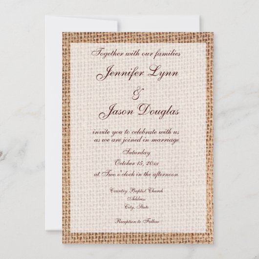 素朴な国のバーラップのヒマワリのレースの結婚式 招待状 (裏面)