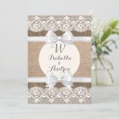 素朴な国のバーラップのレースの結婚式招待状 招待状 (スタンド正面)