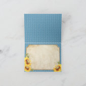 素朴な国のヒマワリのギンガムの点検は感謝していしています サンキューカード (内部)