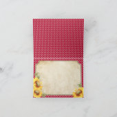 素朴な国のヒマワリのギンガムの点検は感謝していしています サンキューカード (内部)