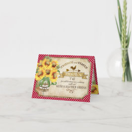 素朴な国のヒマワリのギンガムの点検は感謝していしています サンキューカード