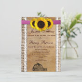 素朴な国のヒマワリのレースの結婚式招待状 招待状 (スタンド正面)