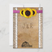 素朴な国のヒマワリのレースの結婚式招待状 招待状 (裏面)