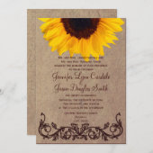 素朴な国のヒマワリの結婚式招待状 招待状 (正面/裏面)