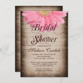 素朴な国のピンクのデイジーのブライダルシャワーの招待状 招待状 (正面/裏面)