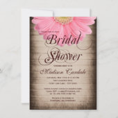 素朴な国のピンクのデイジーのブライダルシャワーの招待状 招待状 (正面)