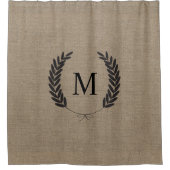 素朴な国のフェイクなバーラップの黒のムギの月桂樹 シャワーカーテン (正面)