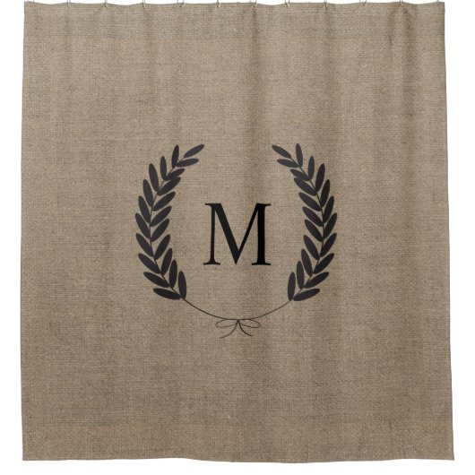 素朴な国のフェイクなバーラップの黒のムギの月桂樹 シャワーカーテン (正面)