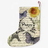 素朴な国のフランスの台本パリエッフェルタワー スモールクリスマスストッキング (裏面)