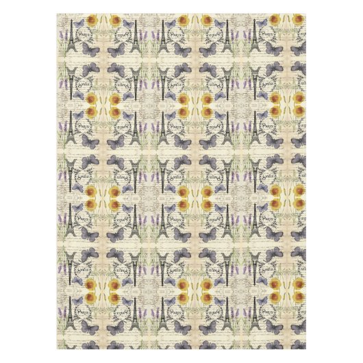 素朴な国のフランスの台本パリエッフェルタワー テーブルクロス (正面)