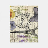 素朴な国のフランスの台本パリエッフェルタワー フリースブランケット (正面)