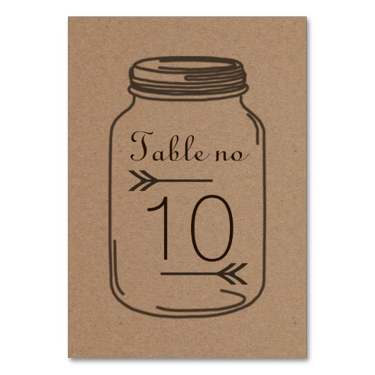 素朴な国のブラウンMasonjarのテーブル数カード テーブルナンバー (裏面)