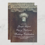 素朴な国のメーソンジャーおよびベビーの呼吸結婚式 招待状 (正面/裏面)