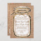 素朴な国のメーソンジャーのバーラップの結婚式招待状 招待状 (正面/裏面)