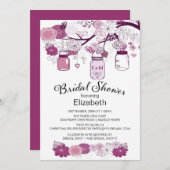 素朴な国のメーソンジャーのブライダルシャワー 招待状 (正面/裏面)