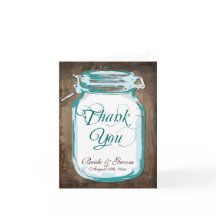 素朴な国のメーソンジャーの結婚式のサンキューカード