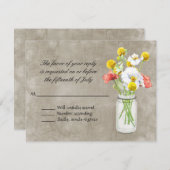 素朴な国のメーソンジャーの花束のパチパチ鳴る音の渦巻 出欠カード (正面/裏面)