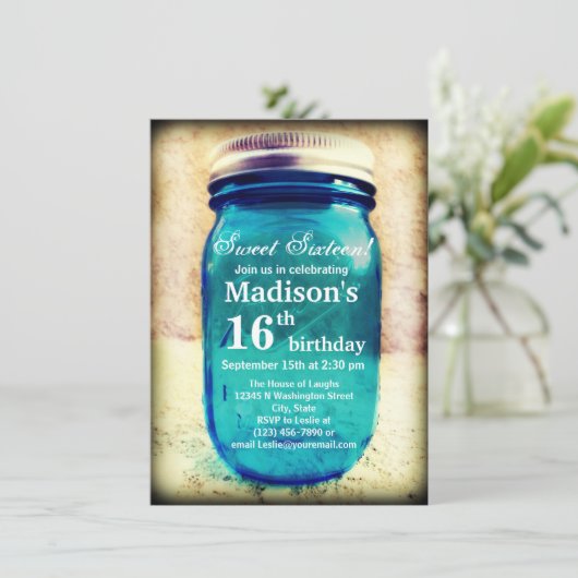 素朴な国のメーソンジャーの誕生日の招待状 招待状 (スタンド正面)