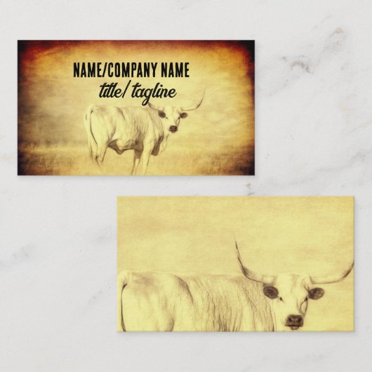 素朴な国のロングウェヴィンテージスタイルセピア 名刺 (正面/裏面)