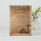 素朴な国のヴィンテージのキャンバスの木製の納屋の風車 招待状 (スタンド正面)