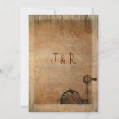 素朴な国のヴィンテージのキャンバスの木製の納屋の風車 招待状 (裏面)