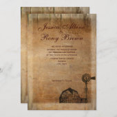 素朴な国のヴィンテージのキャンバスの木製の納屋の風車 招待状 (正面/裏面)