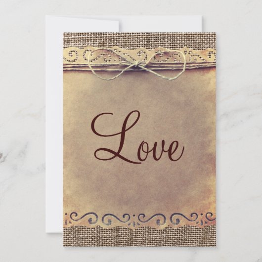 素朴な国のヴィンテージのバーラップの結婚式招待状 招待状 (裏面)