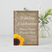 素朴な国のヴィンテージのヒマワリの結婚式の招待 招待状 (スタンド正面)