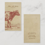 素朴な国のヴィンテージの乳牛のシンプルのカッコいい動物 名刺 (正面/裏面)