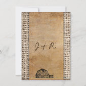 素朴な国のヴィンテージの納屋のバーラップ 招待状 (裏面)