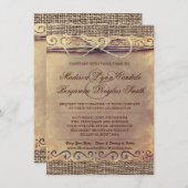 素朴な国のヴィンテージの紙のバーラップの結婚式の招待 招待状 (正面/裏面)