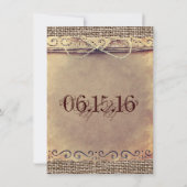 素朴な国のヴィンテージの紙のバーラップの結婚式の招待 招待状 (裏面)