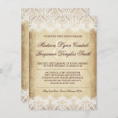 素朴な国のヴィンテージの紙のレースの結婚式の招待 招待状 (正面/裏面)