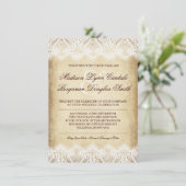 素朴な国のヴィンテージの紙のレースの結婚式の招待 招待状 (スタンド正面)