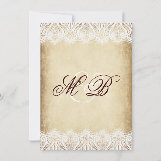 素朴な国のヴィンテージの紙のレースの結婚式の招待 招待状 (裏面)