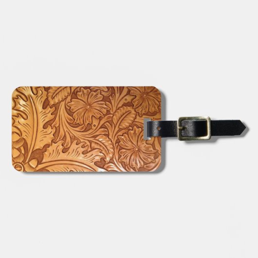 素朴な国の南西スタイルの西部の革 ラゲッジタグ (正面横)