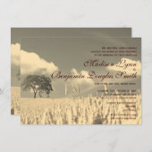 素朴な国の単独木の結婚式招待状 招待状 (正面/裏面)