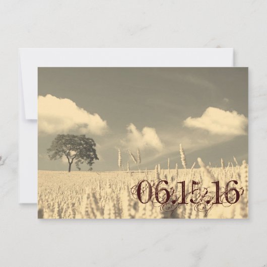 素朴な国の単独木の結婚式招待状 招待状 (裏面)