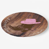 素朴な国の女性のカーボーイのブーツ及び帽子のベビーシャワー ペーパープレート (アングル)